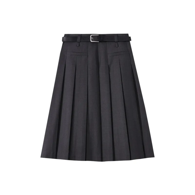 SHUIYUNJIAN Casual Long Skirts Women's Dark Gray-0