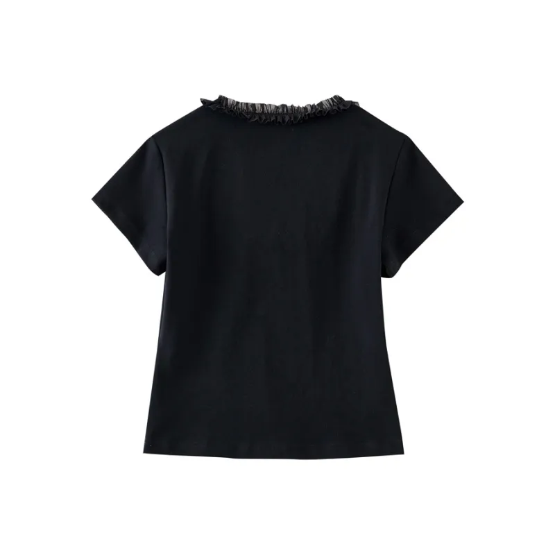 OUNIXUE T Shirts Women's Black-1