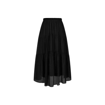 JZ. ANNAKRO Casual Long Skirt Women's Plain Black