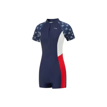 LiNing Swimming Series One piece Swimsuit Women's Dark Bowl Blue