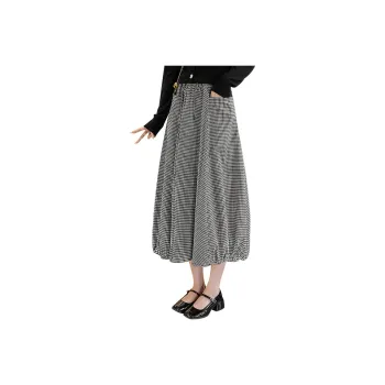 Cypress House Casual Long Skirt Women's Black White Plaid