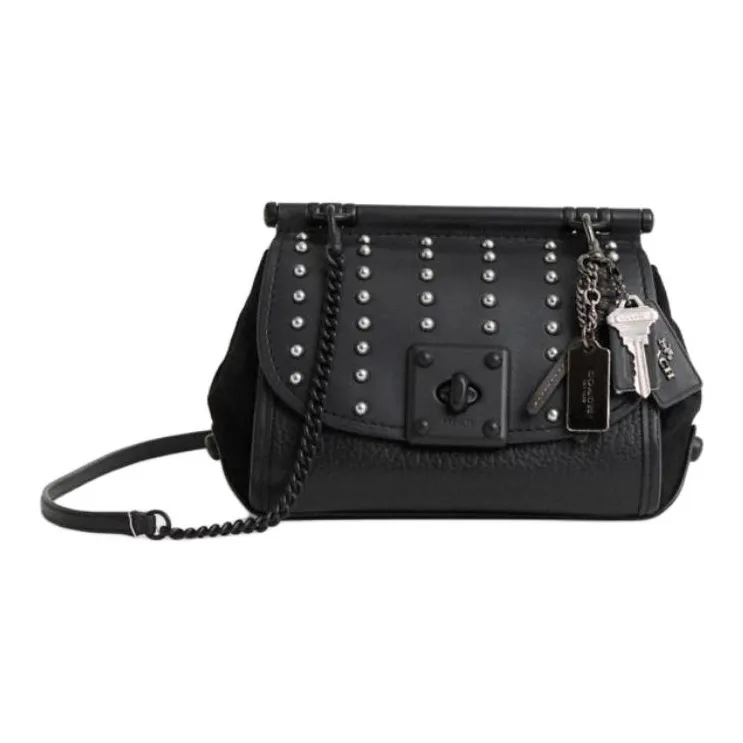 COACH Drifter Exquisite Calfskin Shoulder Bag, Crossbody Bag Trumpets Women's Black-0