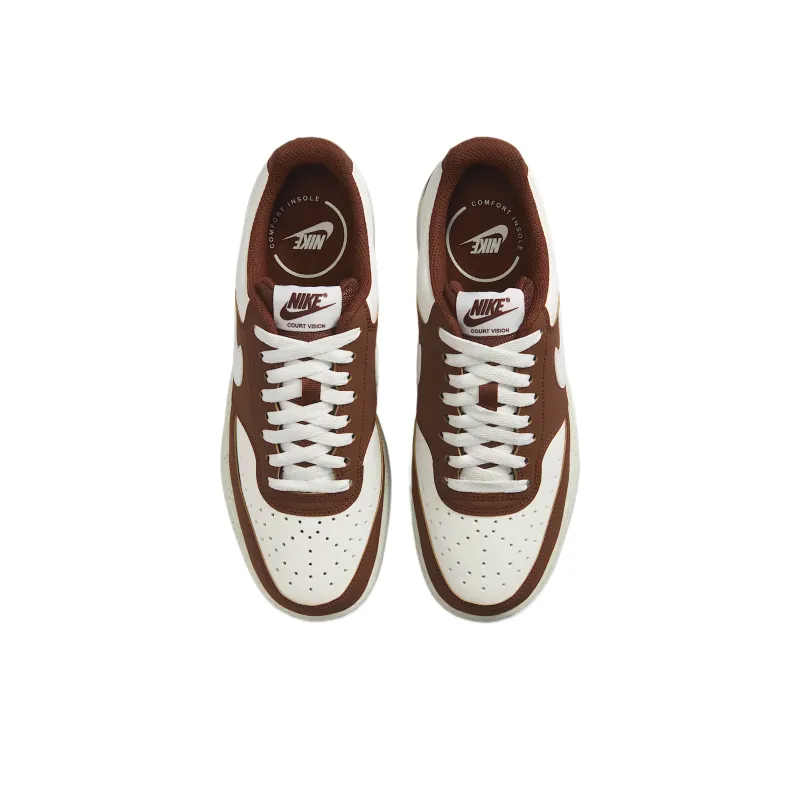 Nike Court Vision Low Top Training Shoes Women's White Brown-3