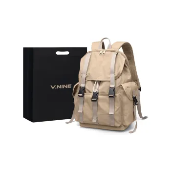 V.NINE Fabric Backpack Regular Unisex Khaki/Obsidian Black
