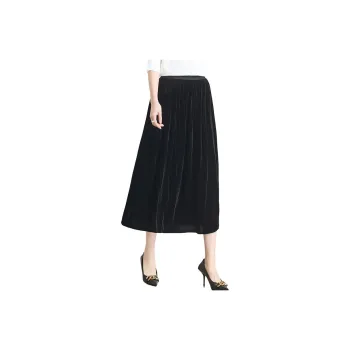 Yi Mengyuan Silk Casual Long Skirt Women's Black