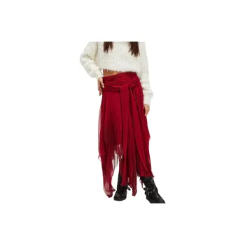 FREE PEOPLE Nigel Preston Fairy Chiffon Convertible Skirt Casual Long Skirts Women's Cabernet/Red Currant Pearl