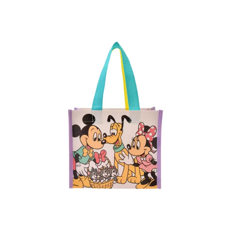 Disney Viscose Tote Bag, Shopping Bag, Handbag, Shoulder Bag Small Size Women's White & Purple-3