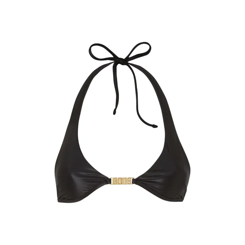 GCDS Logo-plaque Halterneck Bikini Top-0