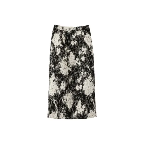 Late White Casual Long Skirt Women's Multicolor