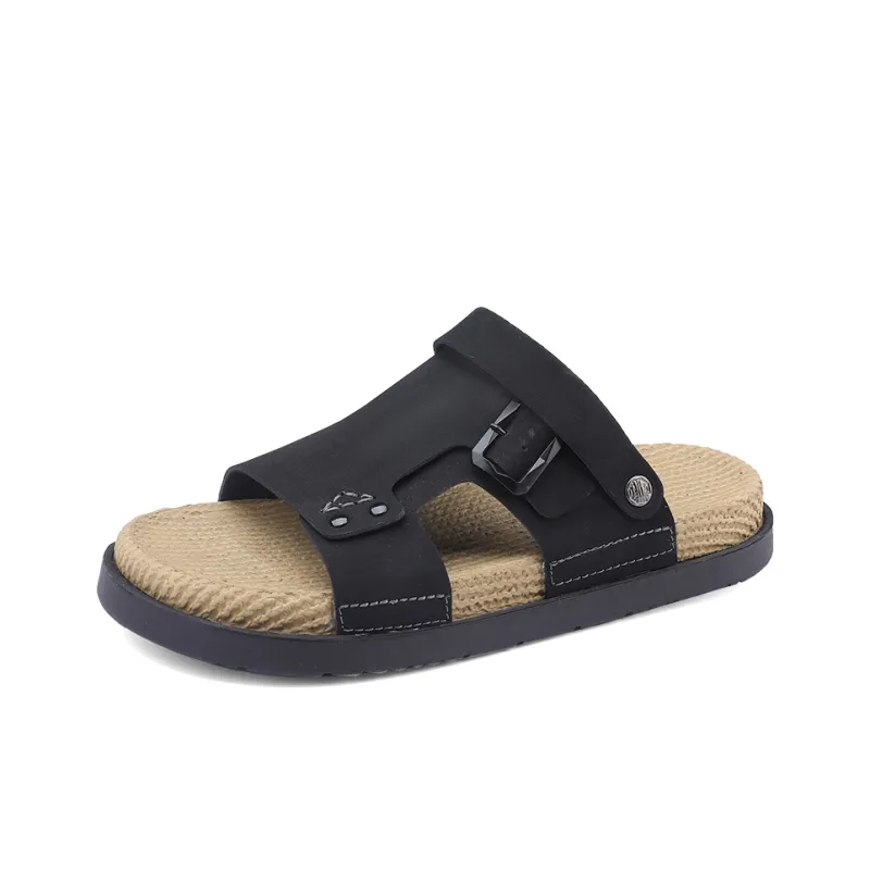 NANJIREN Beach Sandals Men Black/Sand/Yellow-10