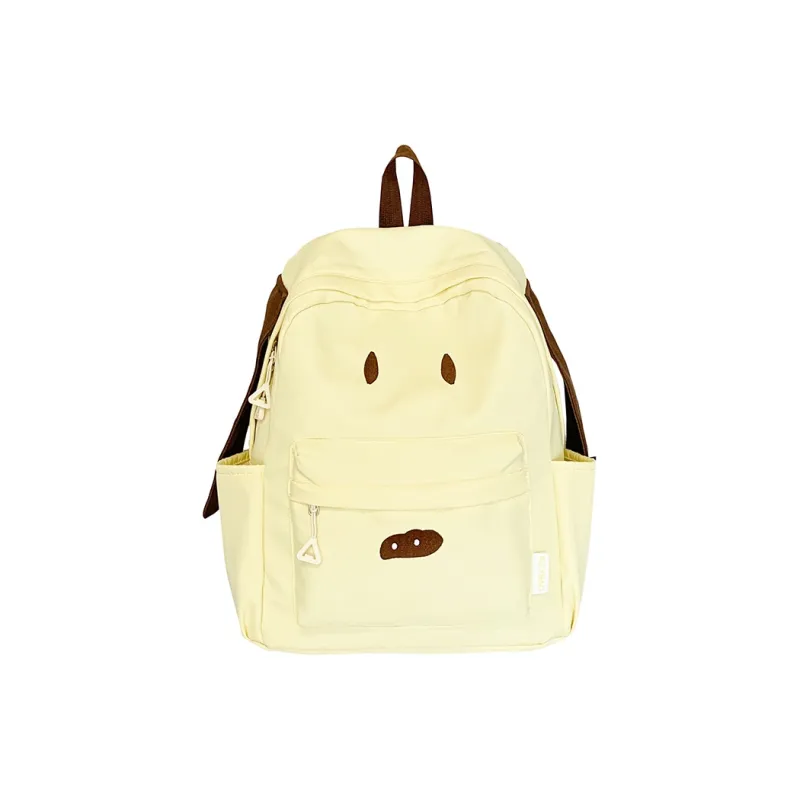 Moonshine Nylon Fabric Backpack Unisex White/Khaki/Yellow-8
