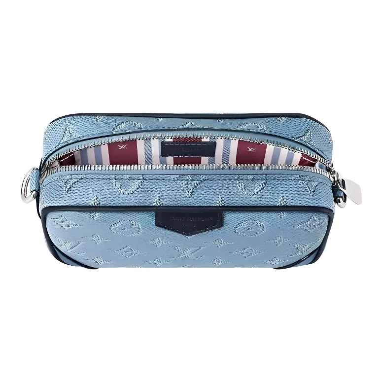 LOUIS VUITTON Monogram Heritage Coated Canvas Pochette, Shoulder Bag Men's Blue-3