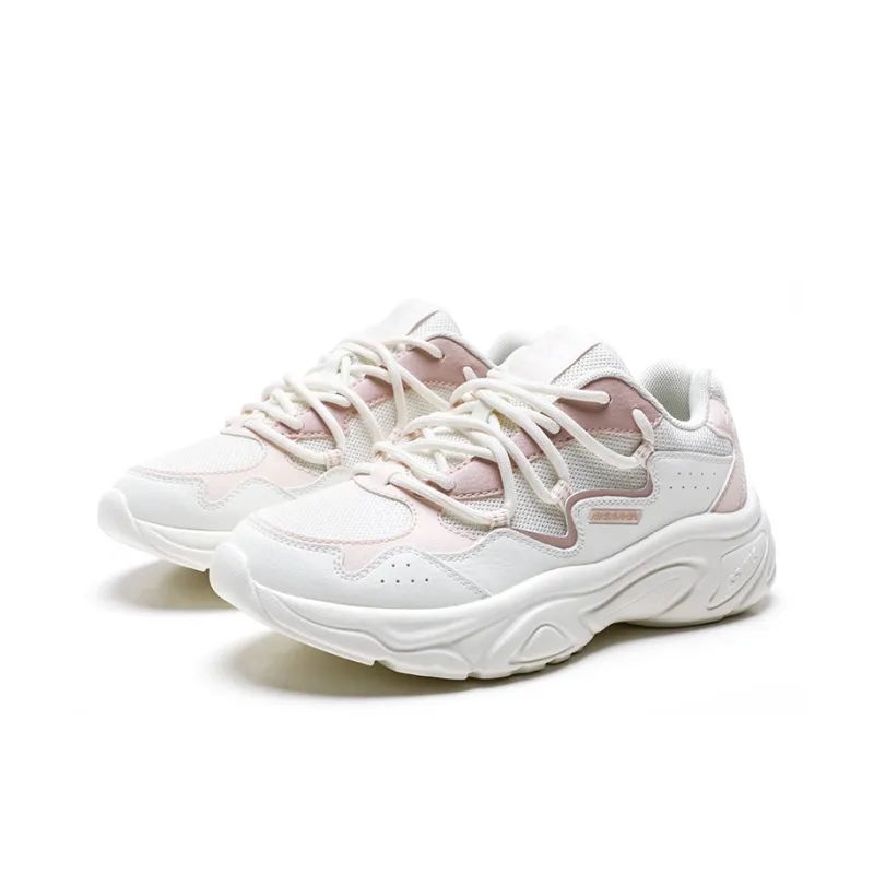 QIAODAN Dry Anti Slip Wear Resistant Low Top Casual Shoes Women's White Pink-2