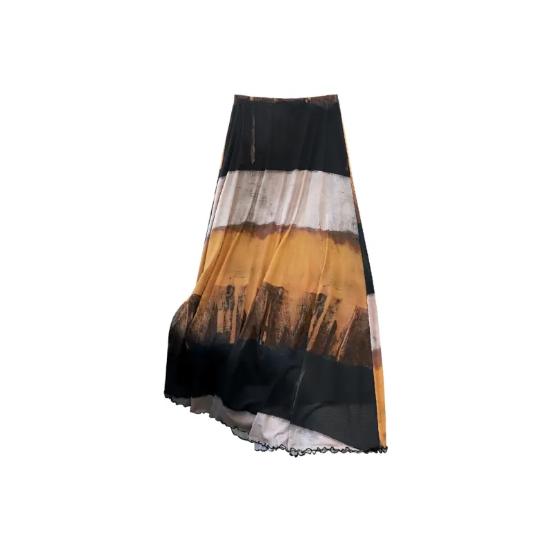 TOUCH Casual Long Skirt Women's Orange Brown-1