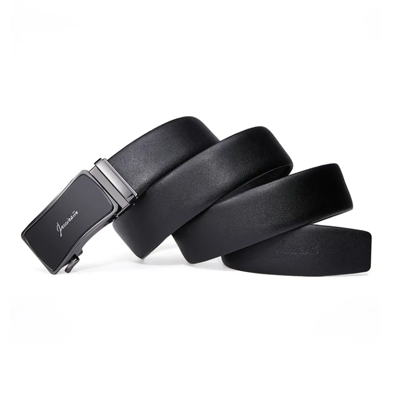 Jeccieziio Cow Leather Belts Men's Gunmetal Width 3.5cm, Writing A Greeting Card, Printing Photos-3