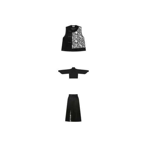 Weaving Division 조끼 + 스웨터 + 스커트 여성 한푸