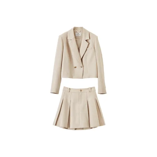 XIANGYING Skirt Set Women's Beige