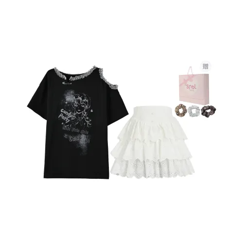 SNBL Skirt Set Women's Black+White