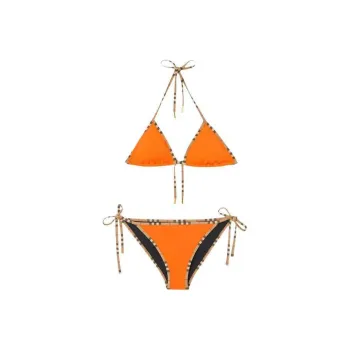 Burberry Vintage Check Print Trim Bikini 'Bright Orange'
