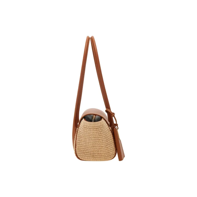 FERRAGAMO Raffia Shoulder Bag Trumpets Women's Natural Nude-1