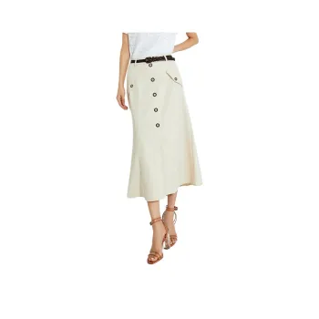 VILAN Casual Long Skirts Women's Ice Cream White