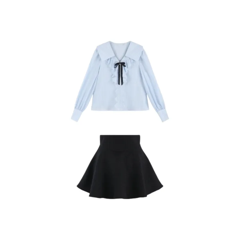 YGPRW Skirt Set Women's Blue Black-0