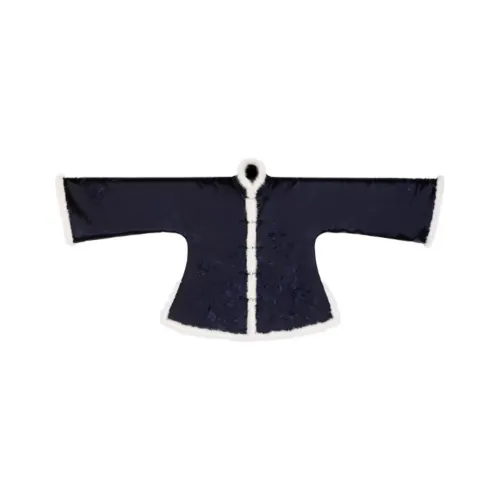 YICHENGFENGXU Hanfu Women's Navy Blue Positioning Embroidery Quilting Imitation Silky Cotton Lining