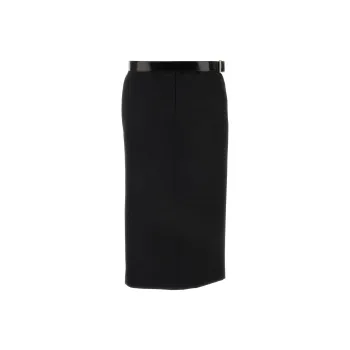 PRADA Belted Straight Hem Midi Skirt