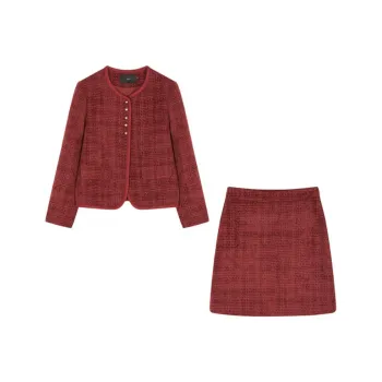 XWI Two Piece Skirt Sets Women's Burgundy