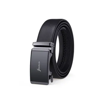 Jeccieziio Cow Leather Belts Men's Gunmetal Wide 3.5CM