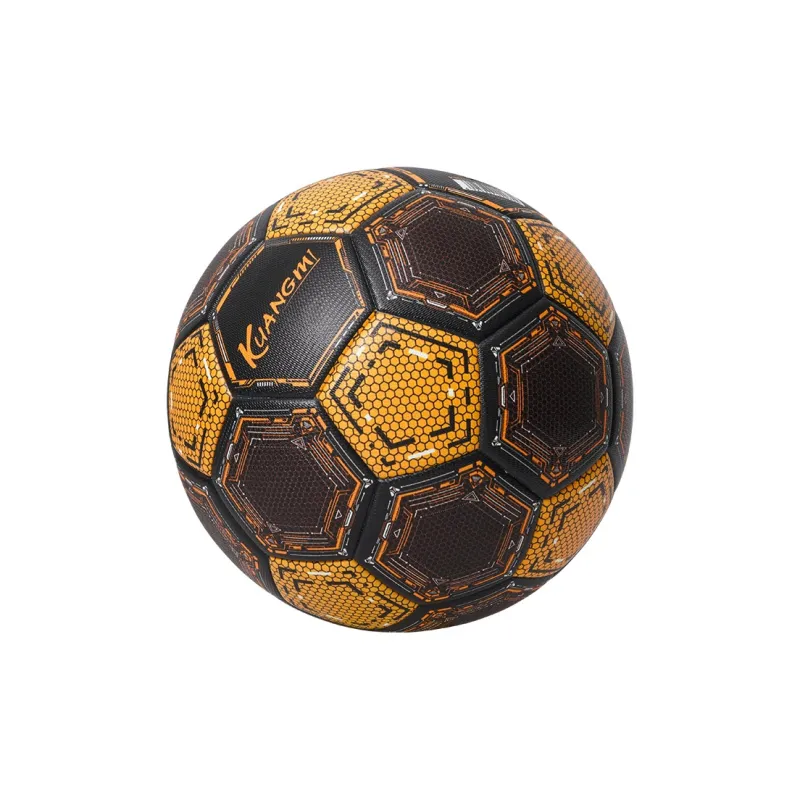 Kuangmi Size 5 Soccer PU Seamless Thermal bonding Unisex Black Gold-3