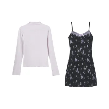 AFGGD Skirt Set Women's Purple+Black