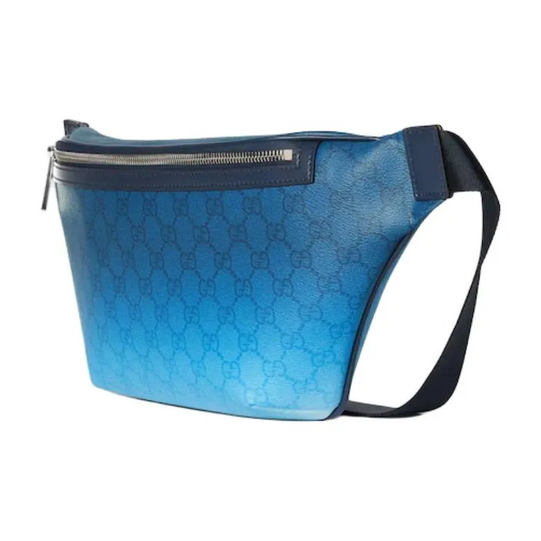 GUCCI GG Monogram Coated Fabric Fanny Pack Large Size Men's Blue-1