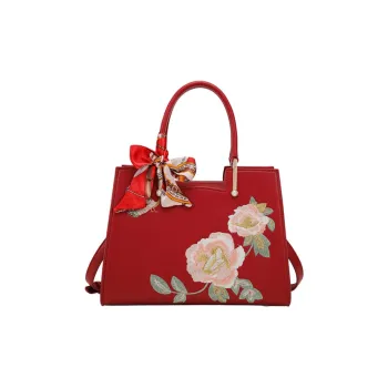 PAYOT Microfiber Synthetic Leather Handbag Women's Burgundy