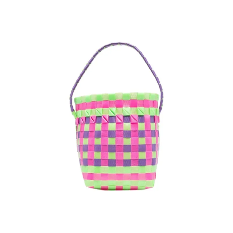 MARNI Polypropylene Basket Bag, Kids' Bag, Tote Bag, Shopping Bag, Handbag Mini Kids' Pink Green-1