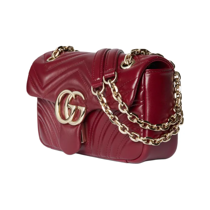 GUCCI GG Marmont Leather Shoulder Bag Trumpets Women's Red-1