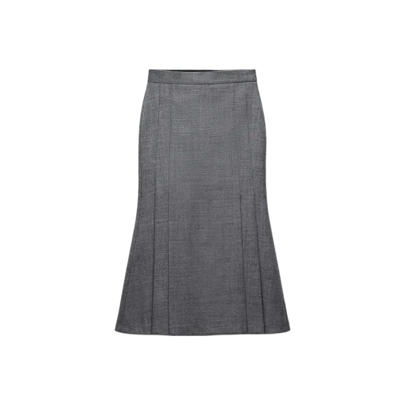 ZARA ZW Series Casual Long Skirts Women's Gray-0