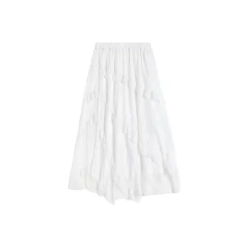MAKINO Casual Long Skirt Women's White