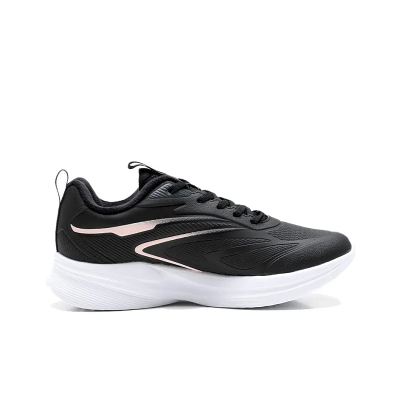 QIAODAN Anti Slip Wear Resistant Low Top Casual Running Shoes Women's Black Pink-1