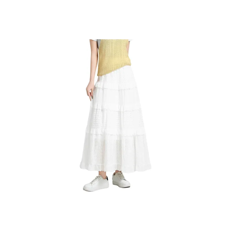 FAWENXIANGZI Casual Long Skirt Women's White-0