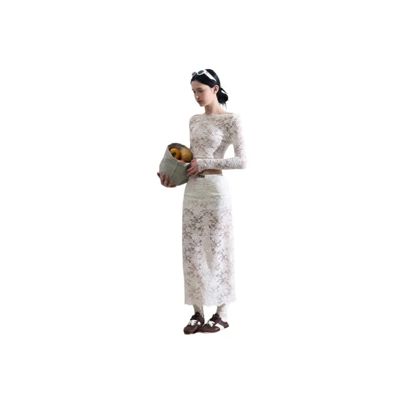 OAKMOO Skirt Set Women's Flowery White-0