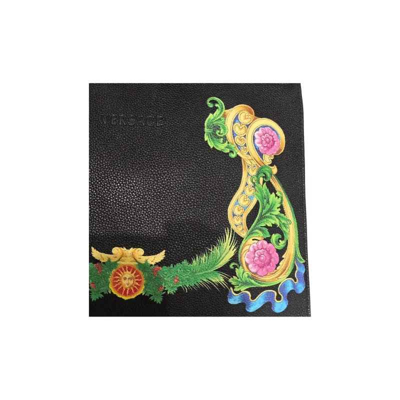 VERSACE Cow Leather Clutch Tubas Unisex Black-1