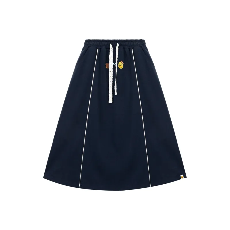 B.Duck Casual Long Skirt Women's Navy Blue-0