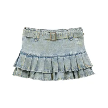 CHUU Casual Short Skirts Women's Light Denim Blue