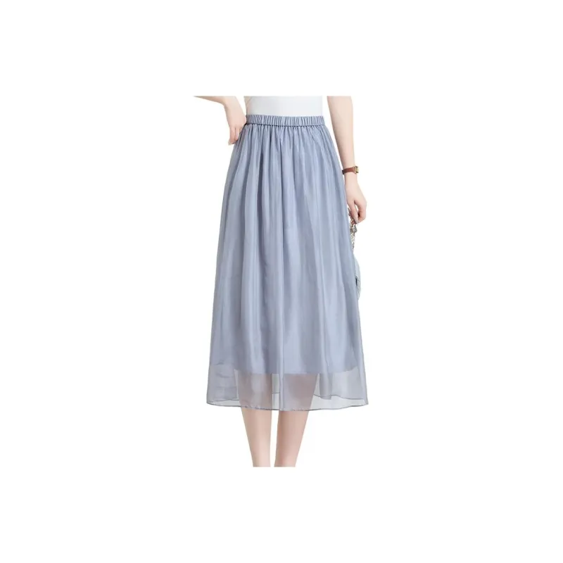 Yi Mengyuan Silk Casual Long Skirt Women's-5