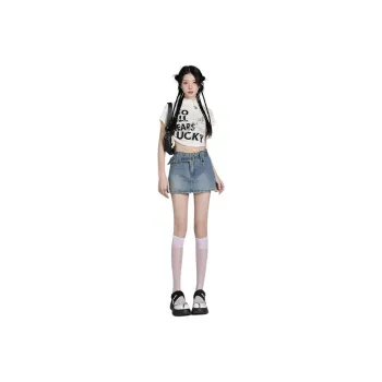 Kazakhstan Denim Short Skirts Women's Vintage Blue
