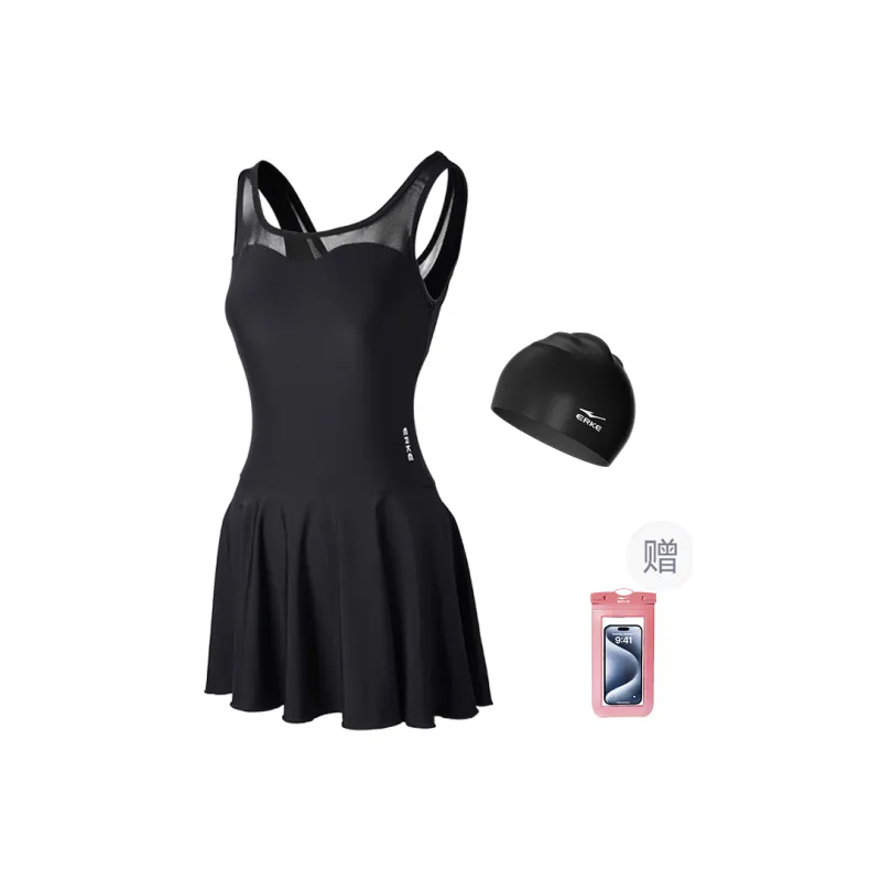 Erke One piece Swimsuit Women's Two Piece Set Black-1