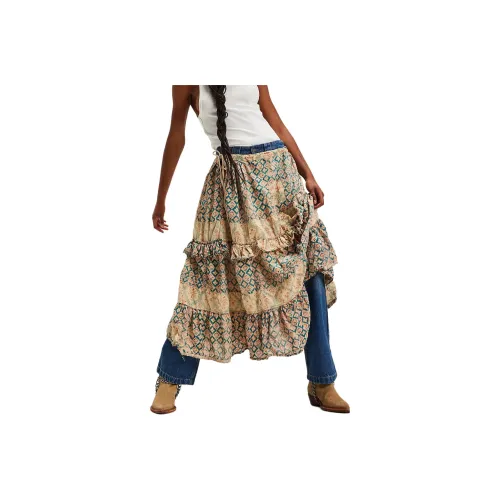 FREE PEOPLE Magnolia Pearl Zagora Skirt Casual Long Skirts Women's Tan/Tan