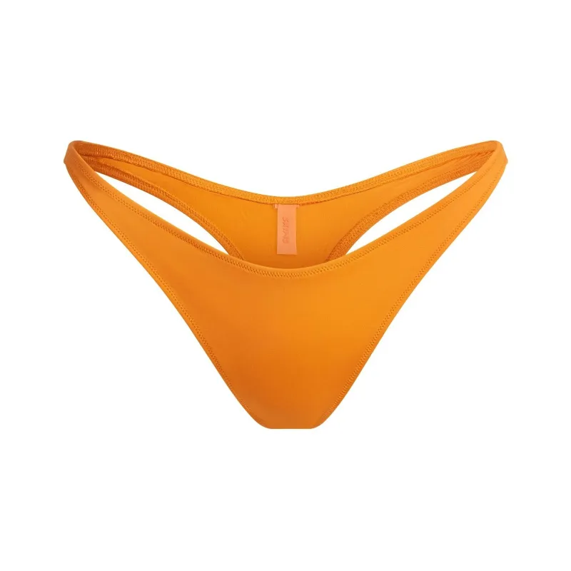 SKIMS SS25 SIGNATURE SWIM THONG BIKINI BOTTOM Swimming Shorts Women's Tangerine/Orange-0