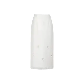 NAWEI Casual Long Skirt Women's White
